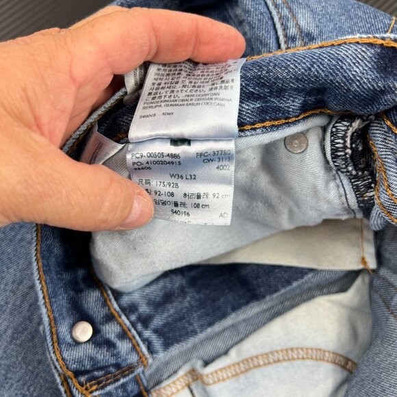 Levis 505 Mens Straight Leg Blue Denim Jeans Size 36x32 Workwear Casual - Picture 10 of 13